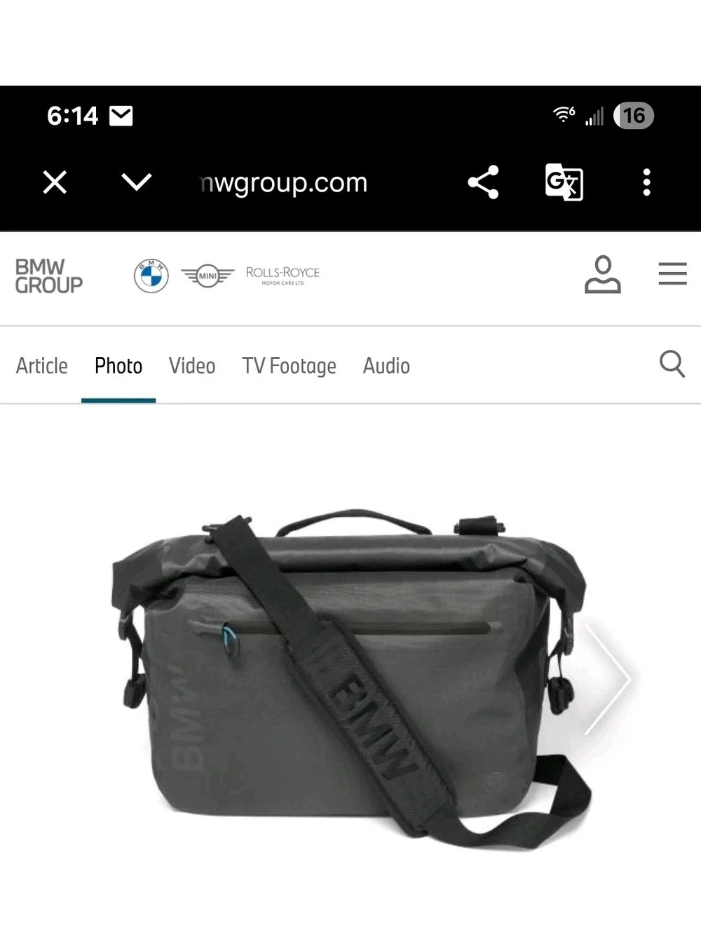 BMW Shoulder BAG, canvas, fold top NWT